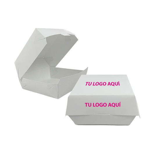 CAJA PERSONALIZADA PARA HAMBURGUESA MEDIDA 4X4X3"