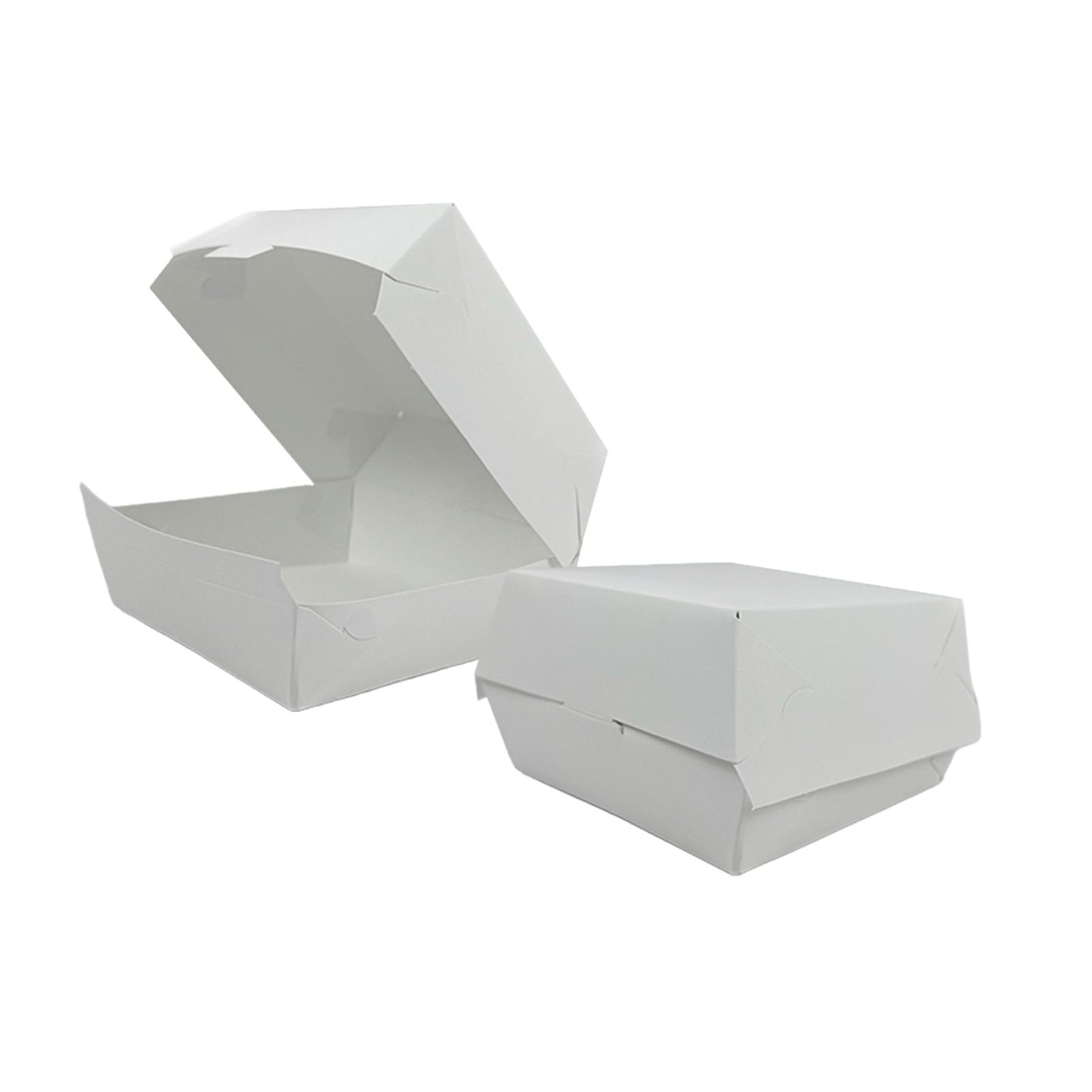 CAJA PARA HAMBURGUESA, CARTÓN BIO COLOR BLANCO MEDIDA 4X4X3"