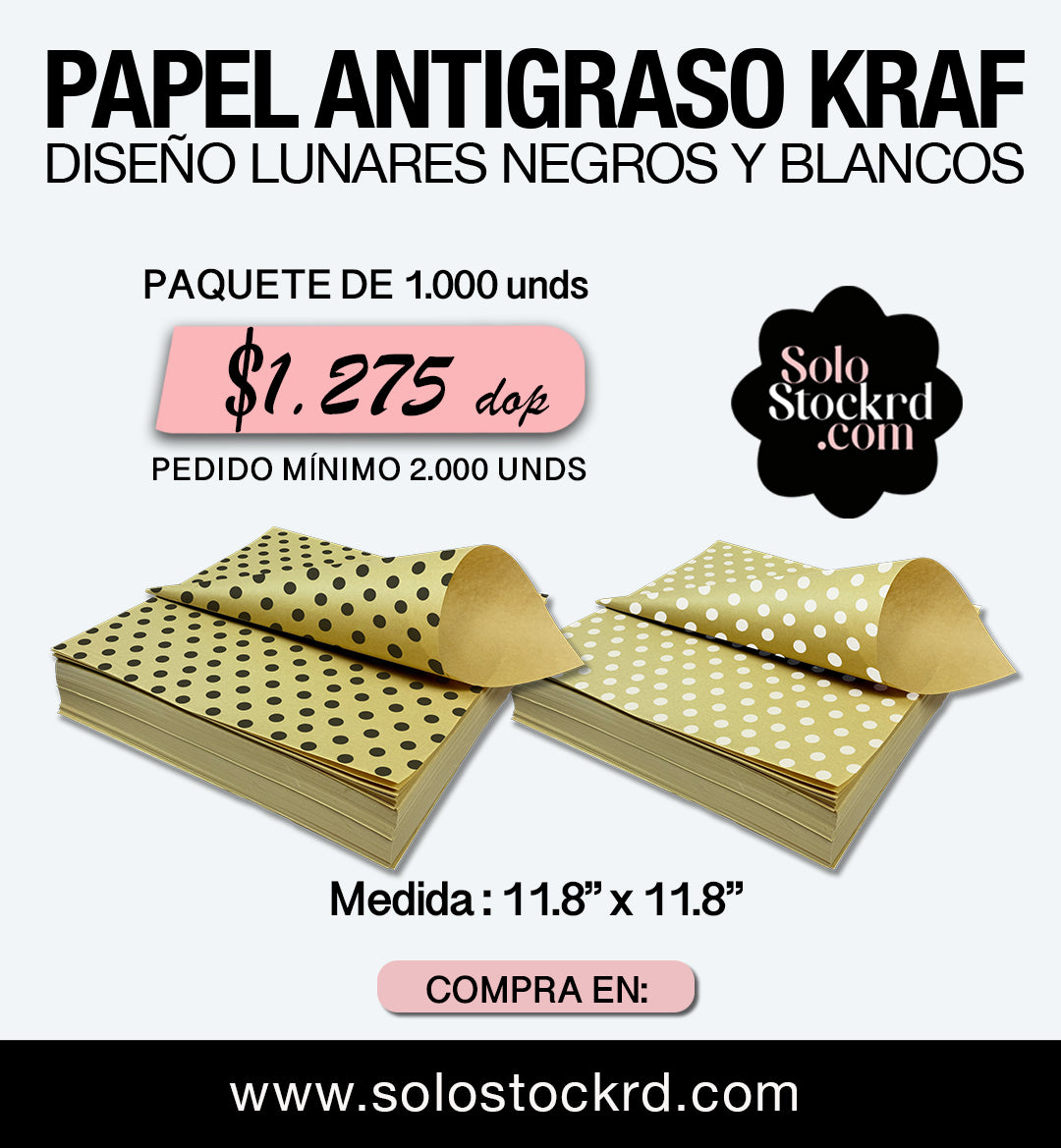 PAPEL ANTIGRASO KRAFT DISEÑO COPITOS 30x30 CM- PAQUETE 1.000 UNDS
