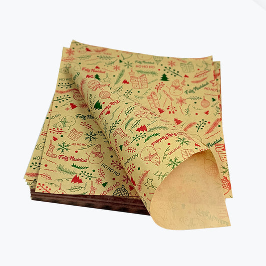 PAPEL NAVIDEÑO ANTIGRASO KRAFT 30x30 CM- PAQUETE 1.000 UNDS