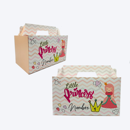 CAJAS BOX LUNCH DISEÑO PRINCESA PARA CUMPLEAÑOS MEDIDA 9"X5"X5"