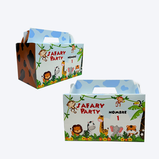 CAJAS BOX LUNCH DISEÑO ZAFARY PARA CUMPLEAÑOS MEDIDA 9"X5"X5"