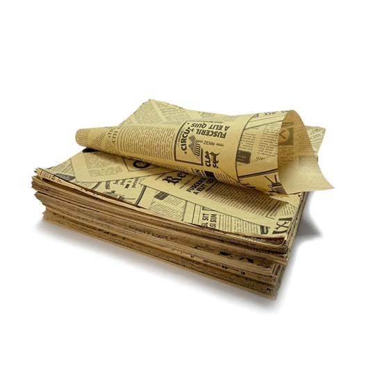 PAPEL KRAFT GRADO ALIMENTICIO MODELO PERIÓDICO 30X30CM