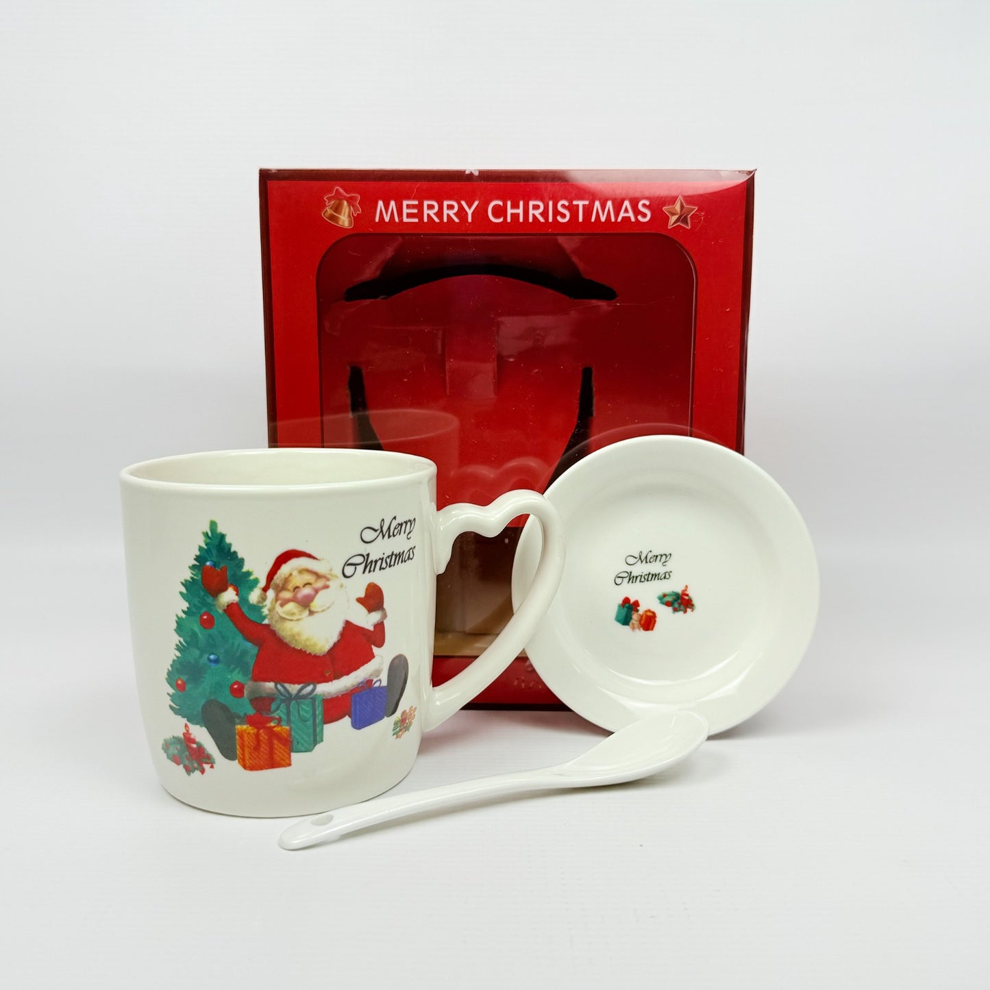 SET DE TAZA+CUCHARA+PLATO+EMPAQUE NAVIDEÑO
