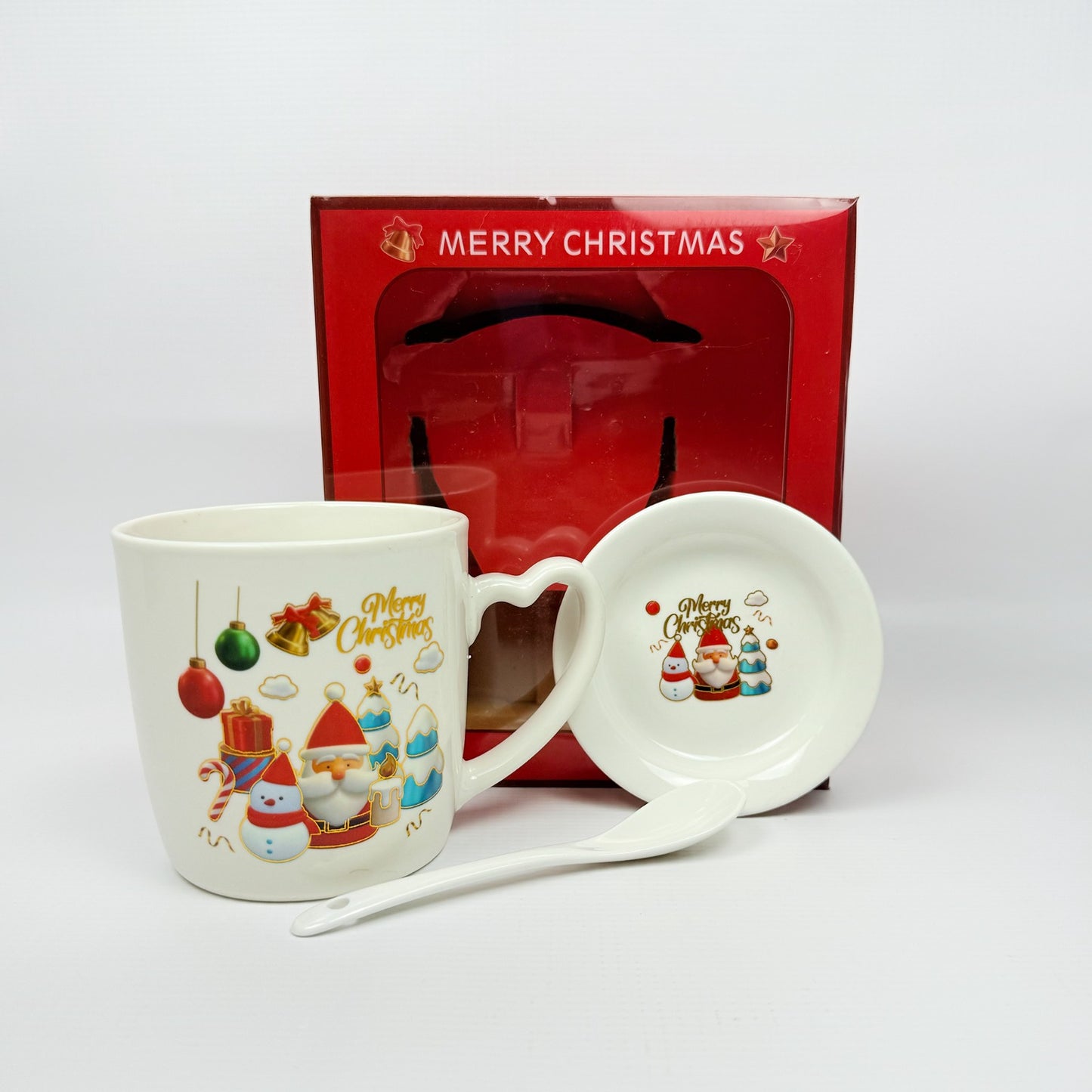 SET DE TAZA+CUCHARA+PLATO+EMPAQUE NAVIDEÑO