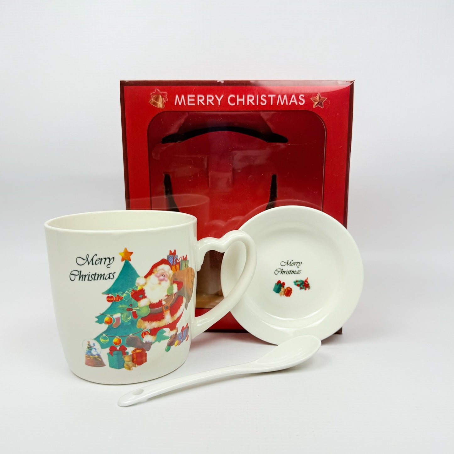 SET DE TAZA+CUCHARA+PLATO+EMPAQUE NAVIDEÑO