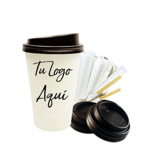 VASOS PERSONALIZADOS 12 OZ+TAPAS+AGITADORES